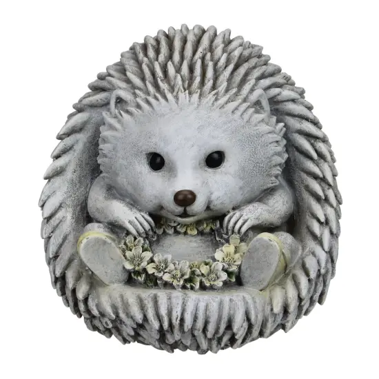 Roman 7.5" Gray and White Outdoor Hedgehog in Rain Boots Garden Statue {1}