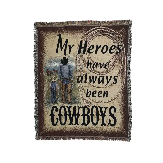 CC Home Furnishings Black and Brown Cowboy Tapestry Throw Blanket 50" x 60" {1}