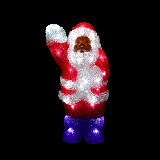 Northlight Lighted Commercial Grade Acrylic Waving Santa Claus Christmas Outdoor Decoration - 14" Red {3}