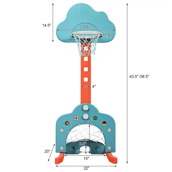 3-in-1 Kids Basketball Hoop Set with Balls Perfect for Indoor-Outdoor Use Green {4}