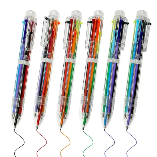 Wrapables Multi-Color 6-in-1 Retractable Ballpoint Pens for Home, Office, Stationery (Set of 8) Pastel {9}