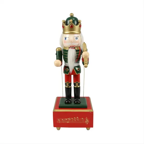 Nutcracker Factory 12" Red and Green Animated King with Scepter Christmas Nutcracker {3}