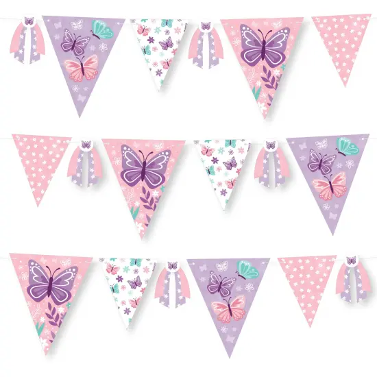 Big Dot of Happiness Beautiful Butterfly - DIY Floral Baby Shower or Birthday Party Pennant Garland Decoration - Triangle Banner - 30 Pieces {1}