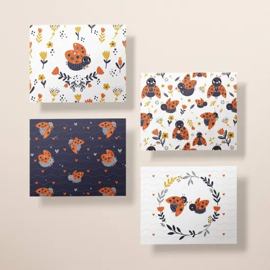 Ladybug Greeting Cards | Assorted Note Card Stationery Pack | Eco Friendly 12, 24 Cards {4}