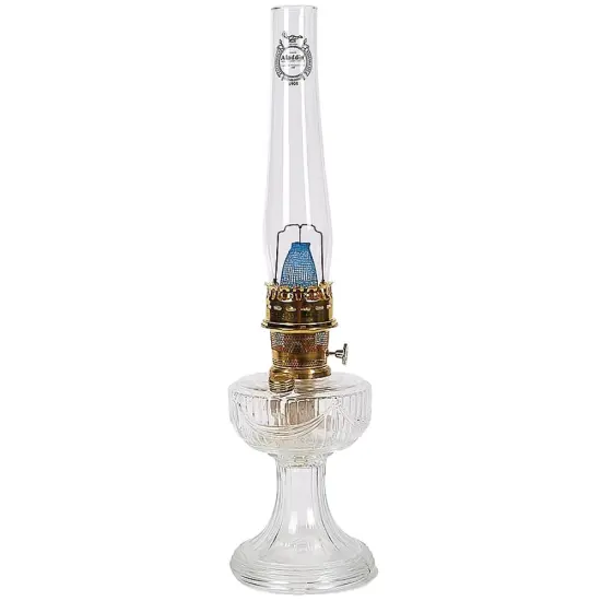 Aladdin Clear Lincoln Drape Table Oil Lamp with Amethyst Rose Glass Shade, Brass {3}