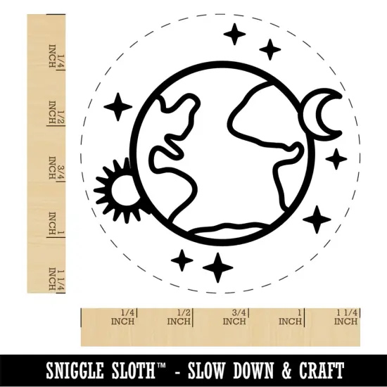 Earth Sun Moon Stars Rubber Stamp for Stamping Crafting Planners {1}