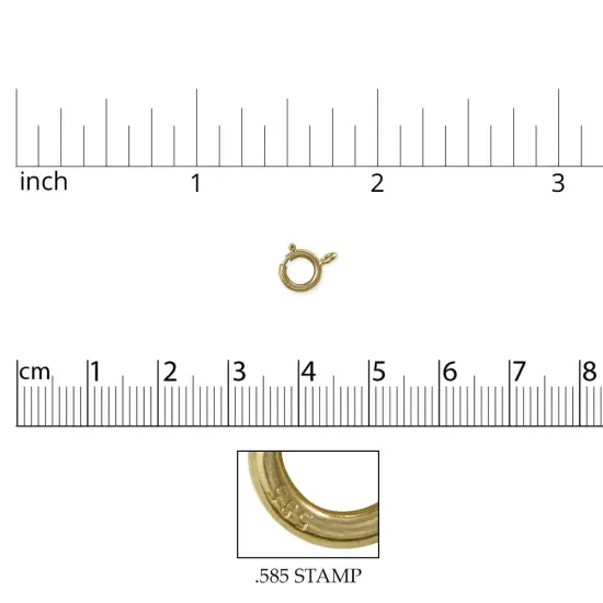 Spring Ring Jewelry Clasp 6.0mm 14 Karat Solid Yellow Gold {2}