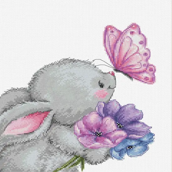 Rabbit and Butterfly B1235l Counted Cross-Stitch Kit {1}