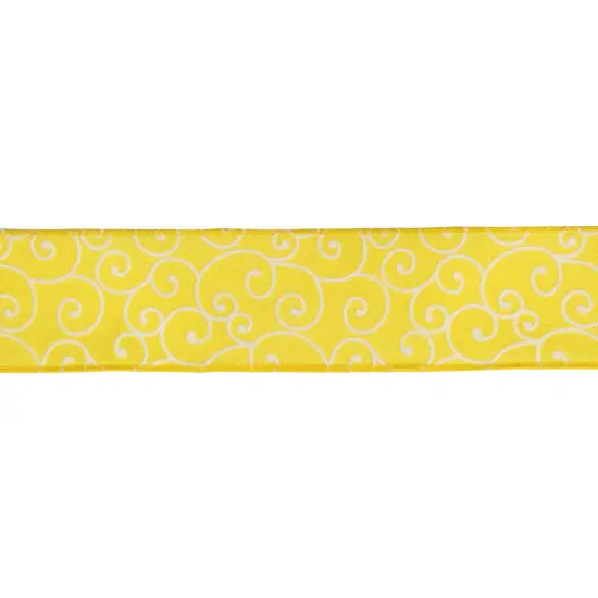 Northlight Yellow White Swirl Design Wired Craft Ribbon 7/8" x 10 Yards {1}