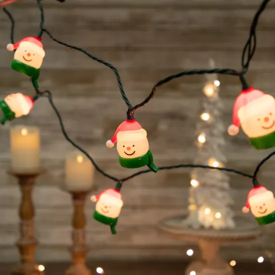 Northlight Snowman Heads with Scarves Christmas Light Set - Clear - 7.5' Green Wire - 10ct White {1}