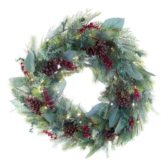 Lighted Christmas Wreath - Winter Frost {2}