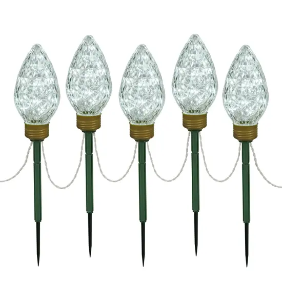 100Lt x 8.5" LED Cool White C9 5Pc Stake 24" {1}