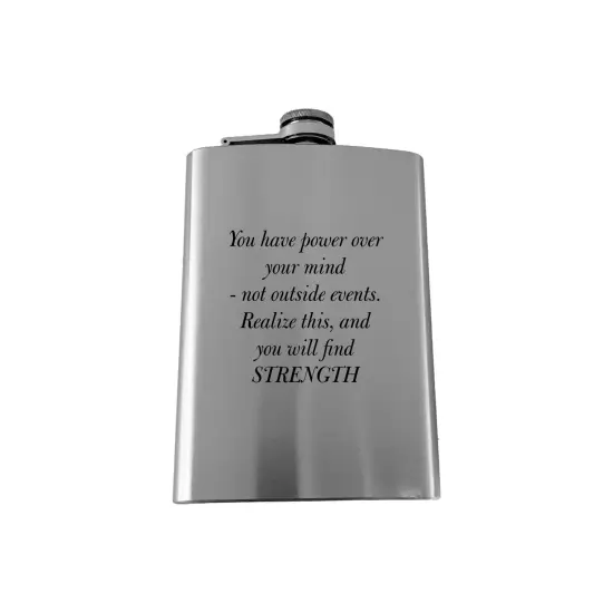 8oz You Have the Power over your mind Marcus Aurelius SS Flask {1}