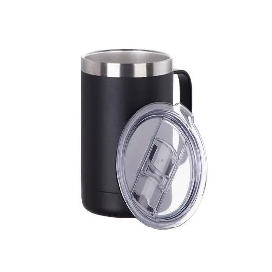 Engraving Coffee Cup, 10 oz with Lid and Handle (Black) {3}