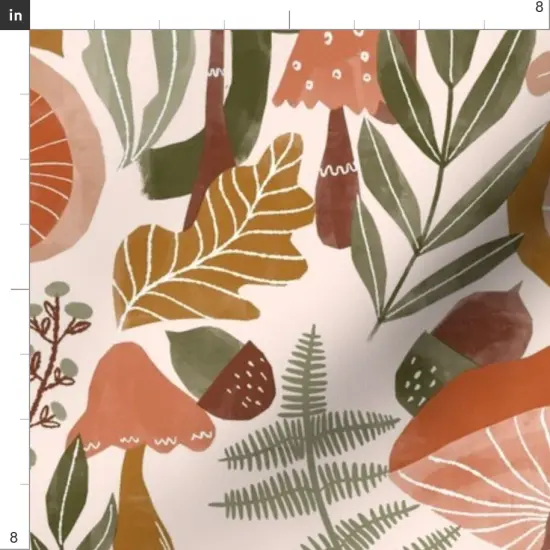 Various Fabrics by the Yard or Fat Quarter Woodland Neutral Nursery Earth Tones Mushrooms Toadstools Terracotta Custom Printed Fabric by Spoonflower {4}