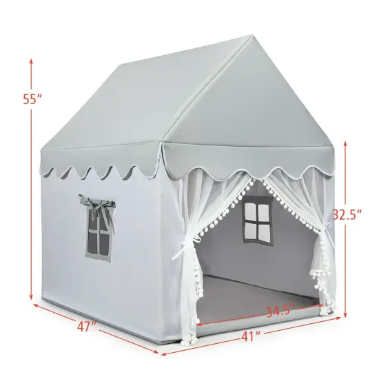 Kids Large Play Castle Fairy Tent with Mat Grey {4}