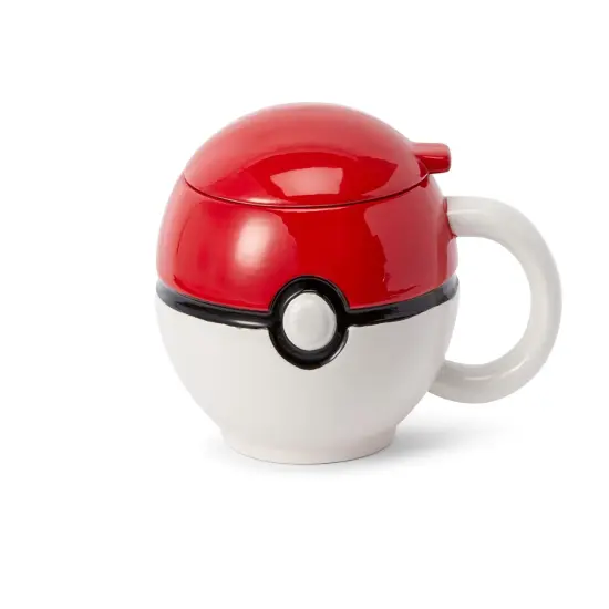 Pokemon Pokeball Ceramic Coffee Mug with Lid {1}