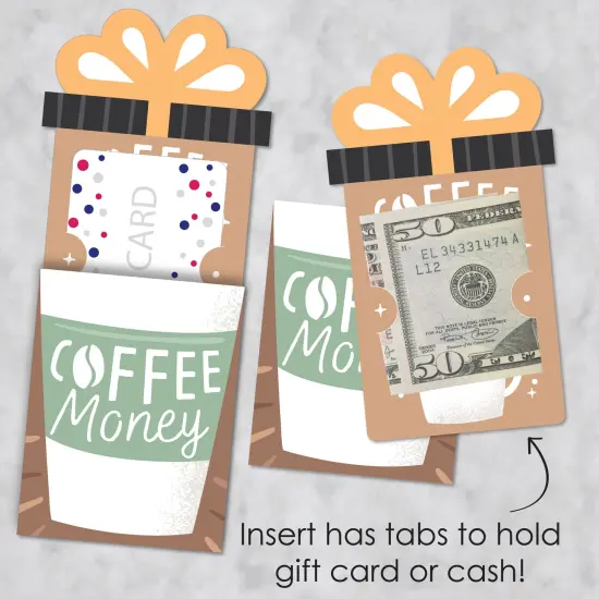 Big Dot of Happiness But First, Coffee - Cafe Themed Party Money and Gift Card Sleeves - Nifty Gifty Card Holders - Set of 8 {4}