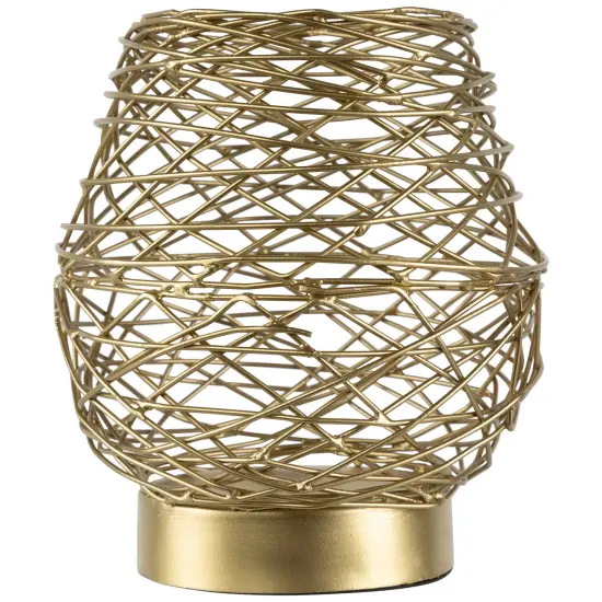 Northlight Small Woven Iron Votive Candle Holder - 6.25" - Brass Finish Bronze {1}