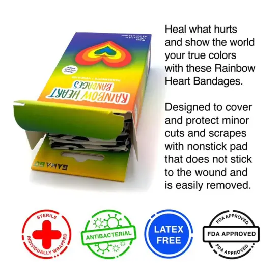 Rainbow Heart Adhesive Bandages | 18 Count {4}