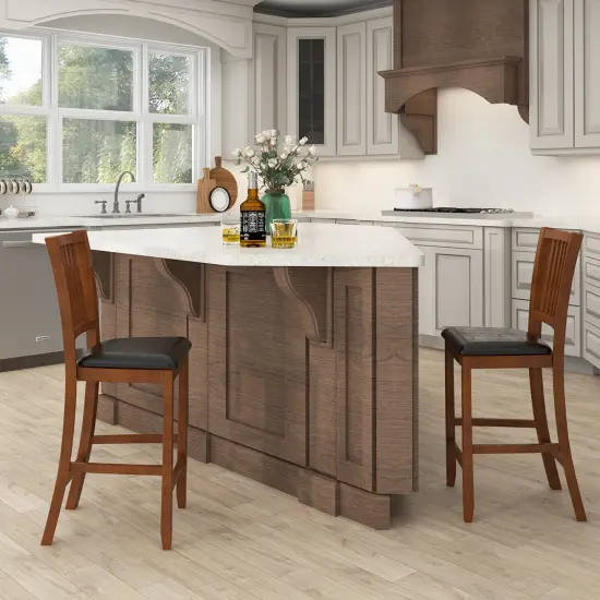 Costway 2-Piece 25.5" Bar Chair Set with Backrest Padded Seat Footrest Rubber Wood Frame {2}