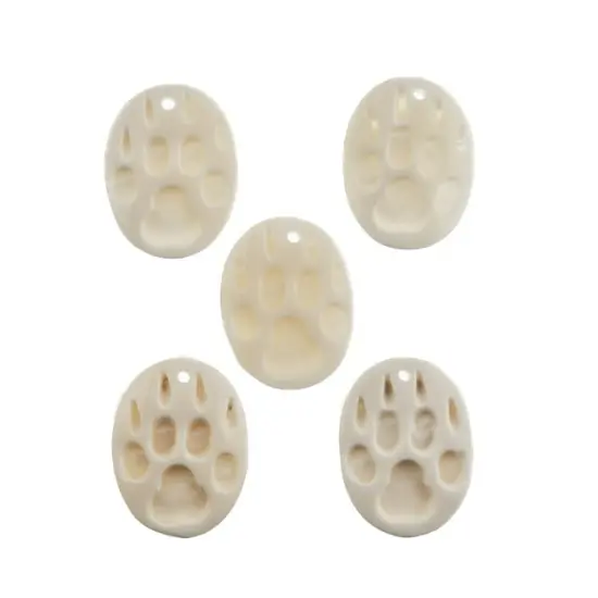 John Bead 1.25" Paw Natural Bone Pendants White {1}