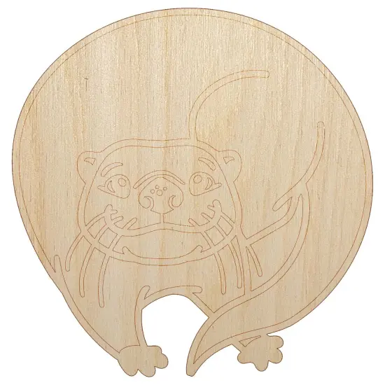 Mischievous River Otter Unfinished Wood Shape Piece Cutout for DIY Craft Projects {2}