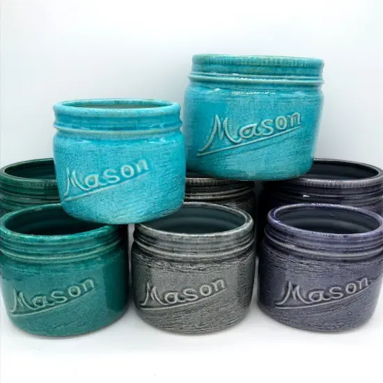 Mason Jar Crock Planter Ocean - MD {2}