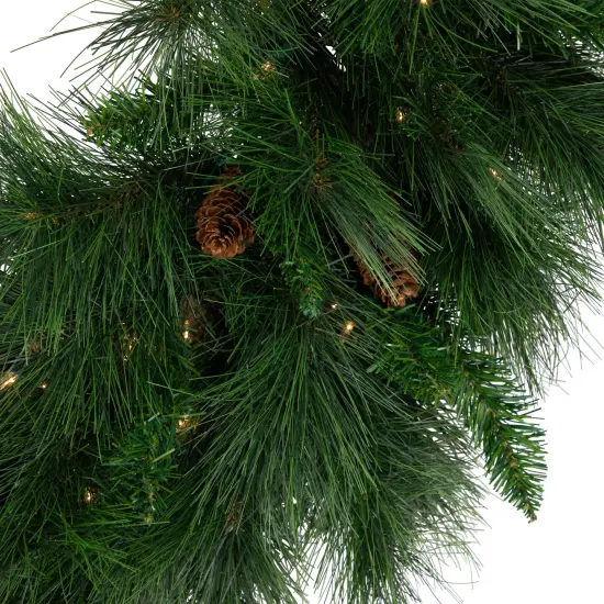 Northlight Pre-Lit White Valley Pine Artificial Pinecone Christmas Wreath - 36" - Clear Lights Green {7}