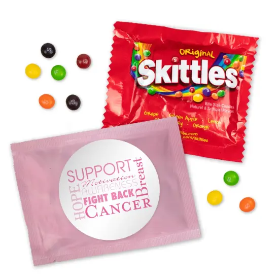 24 Pcs Breast Cancer Awareness Candy Skittles Favor Packs - Word Cloud {1}