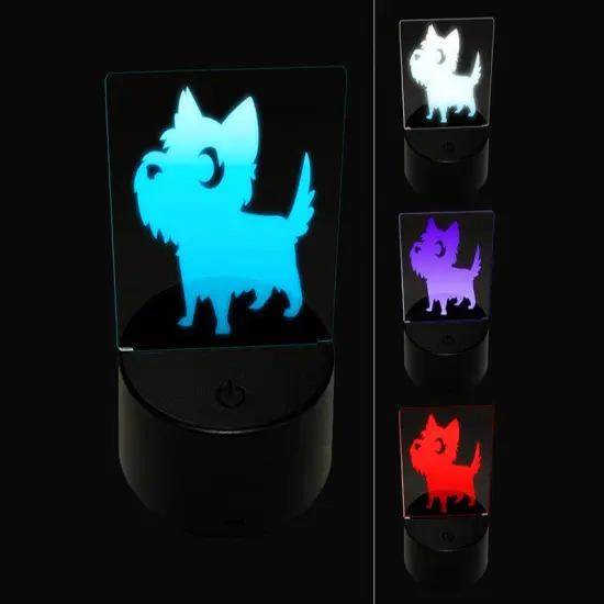 Lovable Cartoon Cairn Terrier 3D Illusion LED Night Light Sign Nightstand Desk Lamp {1}
