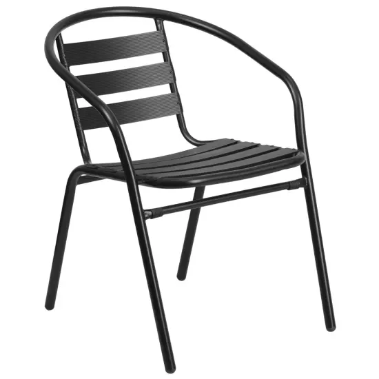 Emma and Oliver Metal Restaurant Dining Stack Chair with Aluminum Slats Bronze {6}