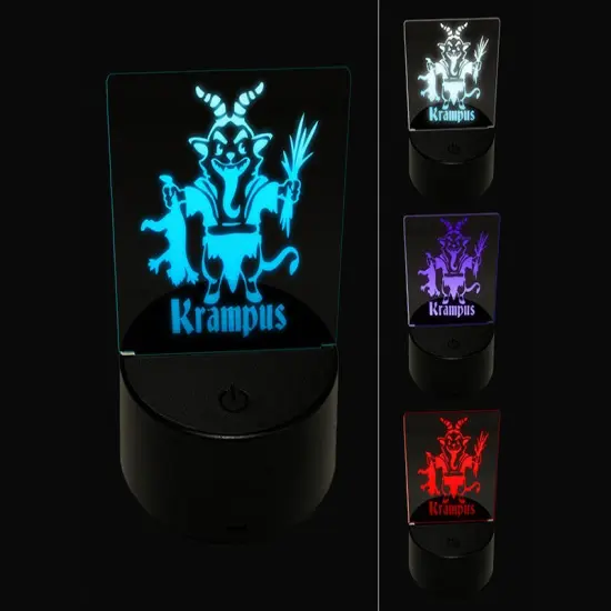 Little Krampus Christmas Monster Taking Child Demon Devil 3D Illusion LED Night Light Sign Nightstand Desk Lamp {1}
