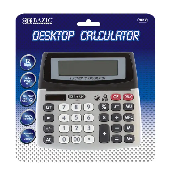 12-Digit Dual Power Desktop Calculator with Adjustable Display {1}