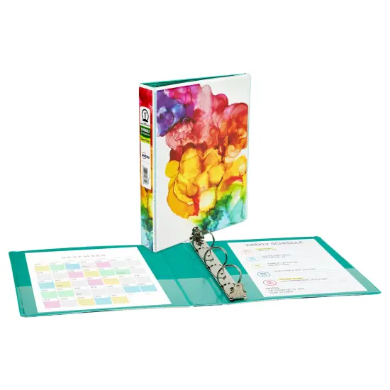 Avery + Amy Tangerine Designer Collection Mini Binder, 5.5" x 8.5", 1 Inch Round Rings, Rainbow Inkblot, 1 Mini 3 Ring Binder (18714) {3}