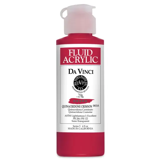 Da Vinci Fluid Acrylics - Quinacridone Crimson, 4 oz bottle {1}