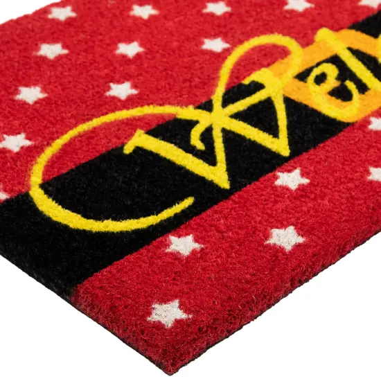 Northlight Red and Black Santa Suit Buckle "Welcome" Coir Christmas Outdoor Doormat 18" x 30" {6}