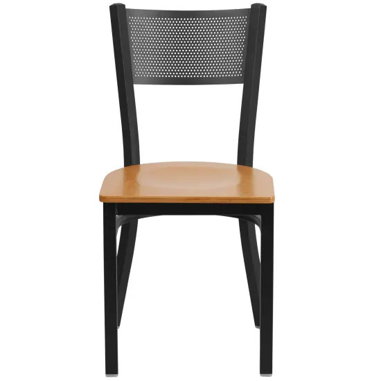 Emma and Oliver Grid Back Metal Restaurant Dining Chair Natural/BlackMetal {2}