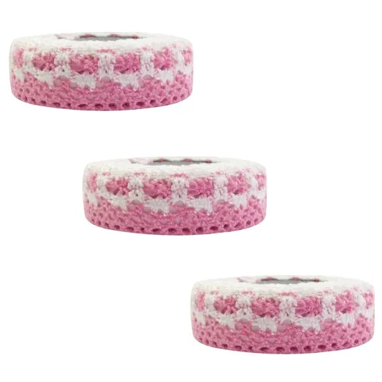 Wrapables Colorful Decorative Adhesive Lace Tape (Set of 3) Pink {1}