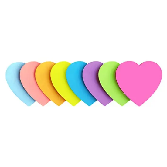Heart Shape Sticky Notes 8 Color Bright Colorful Sticky Pad 75 Sheets/Pad Self-Sticky Note Pads {3}