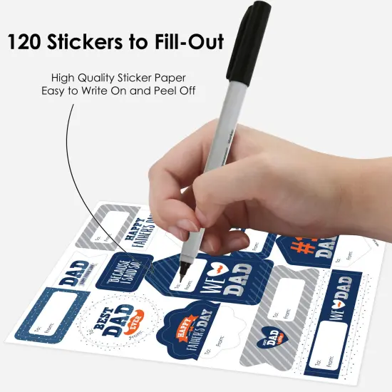 Big Dot of Happiness Happy Father's Day - Assorted We Love Dad Party Gift Tag Labels - To and From Stickers - 12 Sheets - 120 Stickers {4}