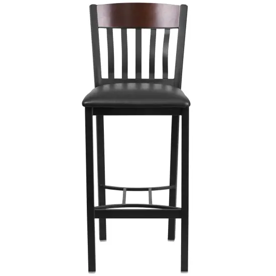 Emma and Oliver Vertical Back Metal/Wood Restaurant Dining Barstool Walnut {2}
