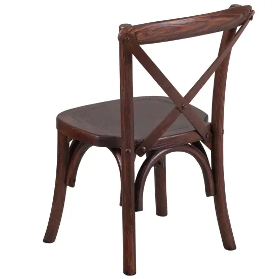 Merrick Lane Kid's Stackable Ash Wood Crossback Chair in with Plastic Floor Glides Mahogany {3}