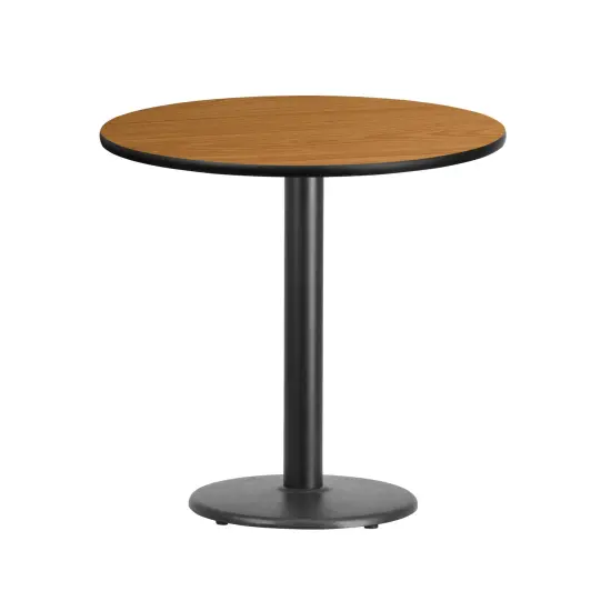 Emma and Oliver 30" Round Laminate Table Top with 18" Round Table Height Base Natural {1}