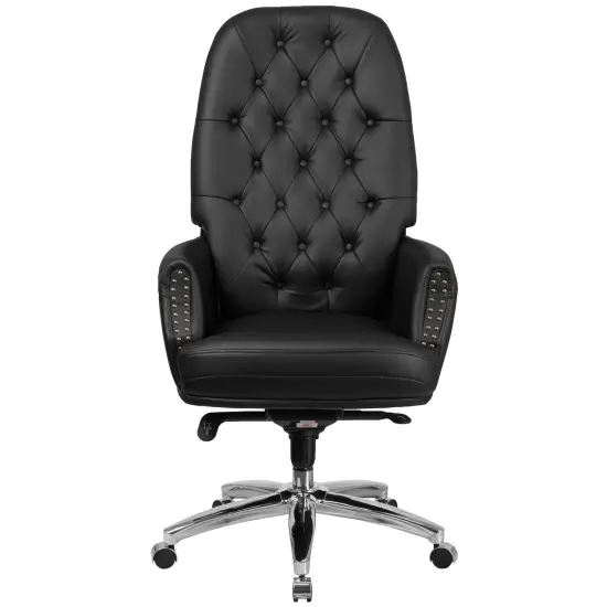 Merrick Lane Yennefer Faux Leather Office Chair with Ergonomic Lumbar Support and Button Tufted High-Back Design Black {3}