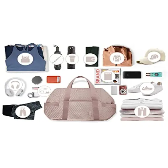 Weekender Bags for Women - Gym Bag with Yoga Mat, Travel Duffle Overnight Bag for Essentials, Large Hospital Bag for Labor and Delivery (Pink) {3}