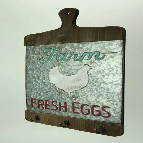 Galvanized Finish Farmhouse Chicken Cutting Board Wall Hook {3}