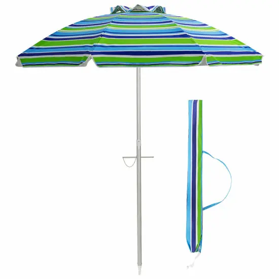 Costway 6.5FT Patio Beach Umbrella Sun Shade Tilt W/Carry Bag Turquoise {2}