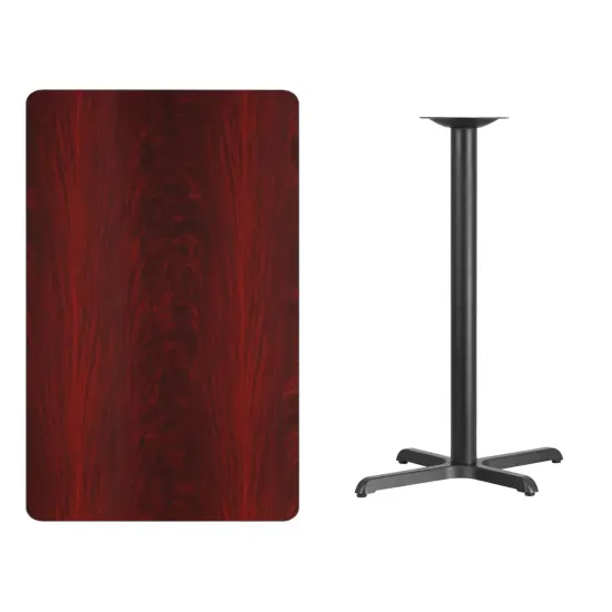 Emma and Oliver 30"x48" Rectangular Laminate Bar Table with 23.5"x29.5" Base Mahogany {3}