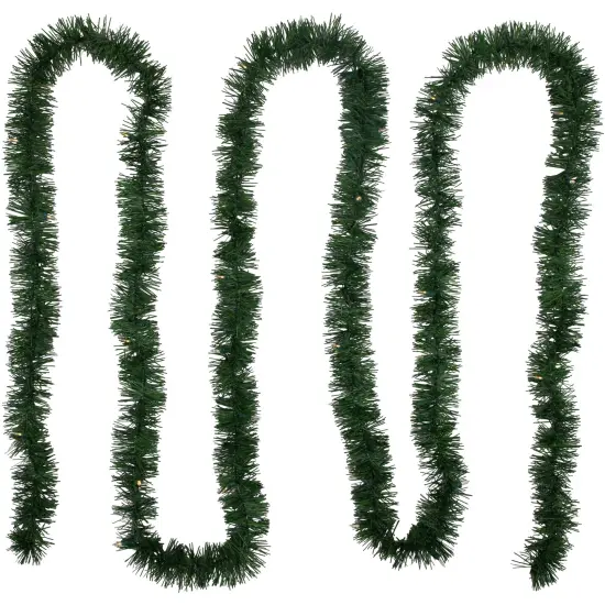 Northlight Pre-Lit LED Battery Operated Pine Christmas Garland - 18' x 3" - Warm White Lights Green {1}